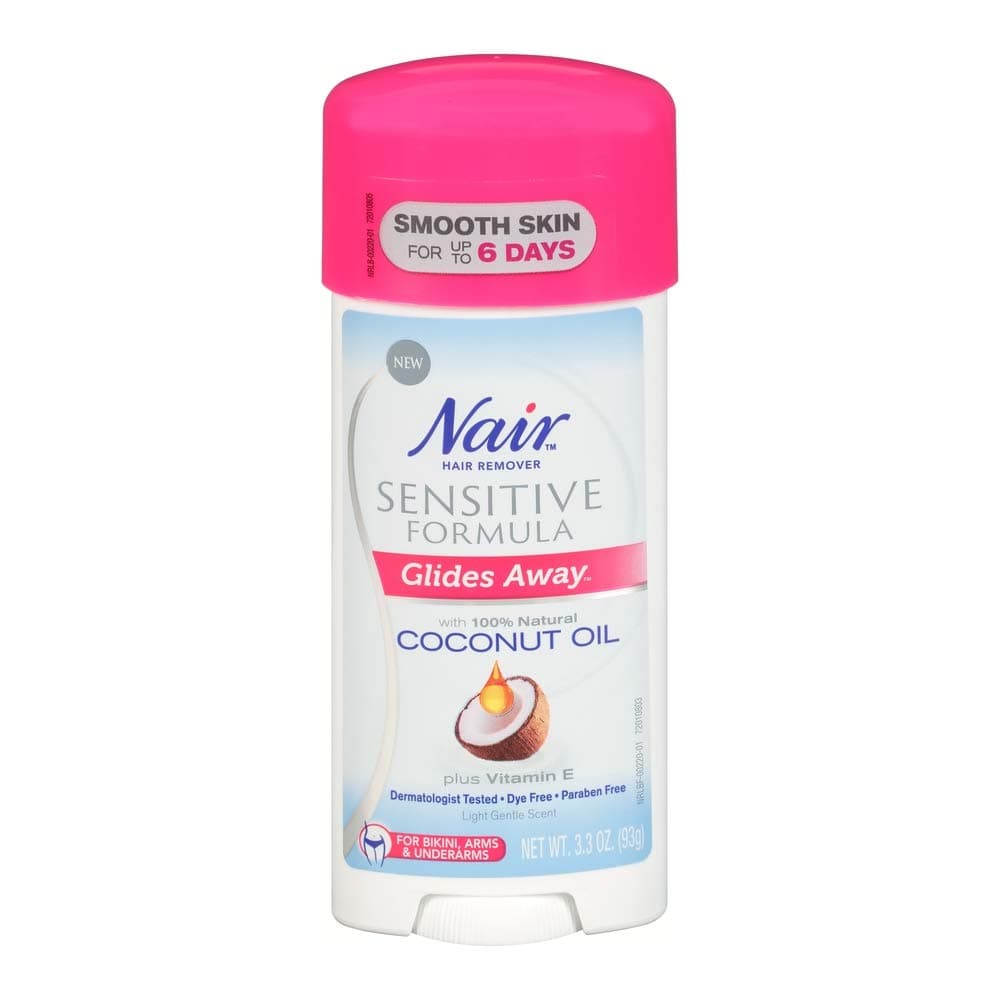 NairHair Remover Sensitive Glide On Coconut Oil 3.3 Ounce (Pack of 2)