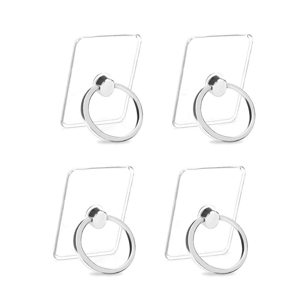 Cell Phone Ring Holder, Transparent Phone Ring Holder Stand, 360° Rotation Finger Ring Stand Phone Ring Grip (4 Silver)