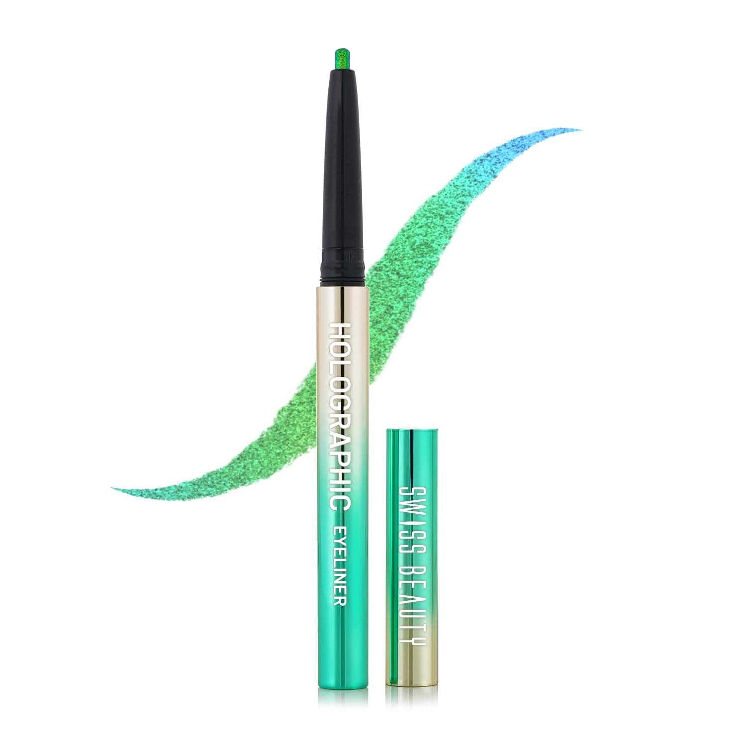 SWISS BEAUTY Holographic Shimmery Pencil Eyeliner – Waterproof, Smudge-Proof & Long-Lasting Creamy Formula with Multichrome Effect, Easy Glide, Shade: Coloured Earth, 0.2 g