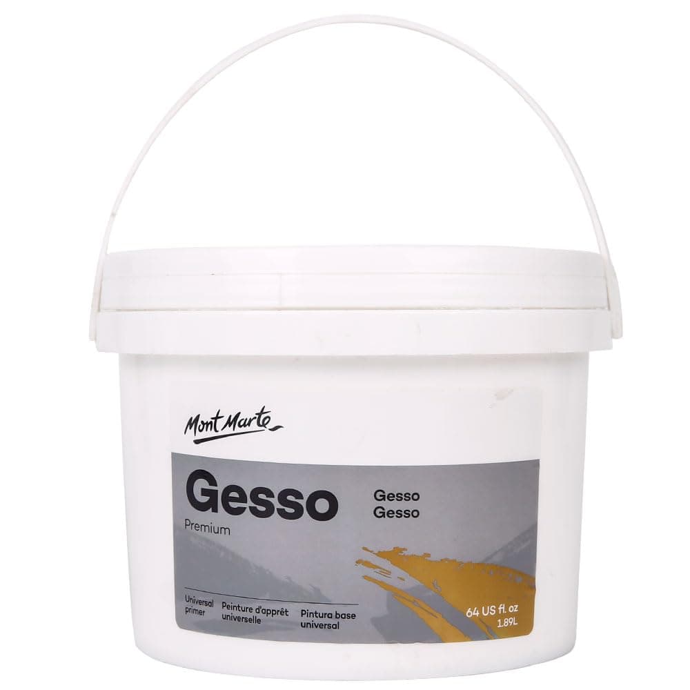 Premium Gesso Universal Primer 64oz (1.89L), Suitable for Acrylic Paint, Oil Paint, Color Pencils, Pastels, Graphite and Charcoal