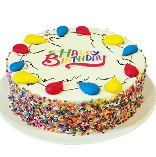 Triolo's Bakery Vanilla Birthday Cake - Happy Birthday Greeting, Vanilla Frosting and Colorful Sprinkles, 8” Round Cake