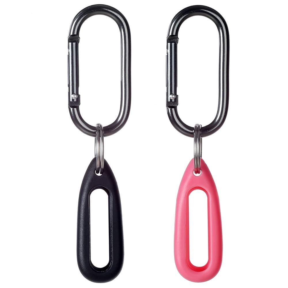 2-Pack Silicone Case for Go-Tcha with Oval Carabiner Keychain, Black+Pink
