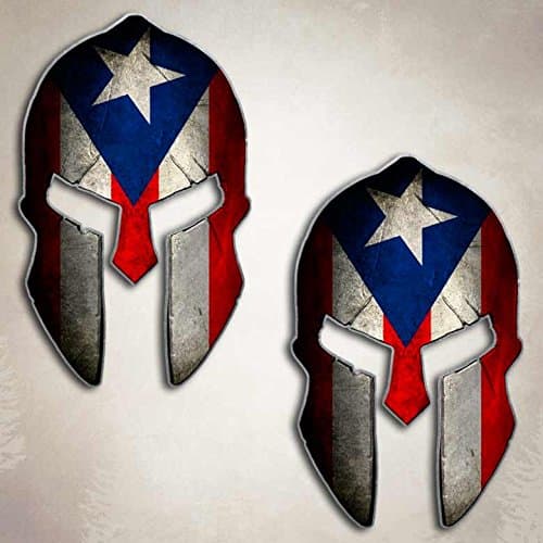Aftershock Decals Puerto Rico Spartan Helmet Flag Decal Set
