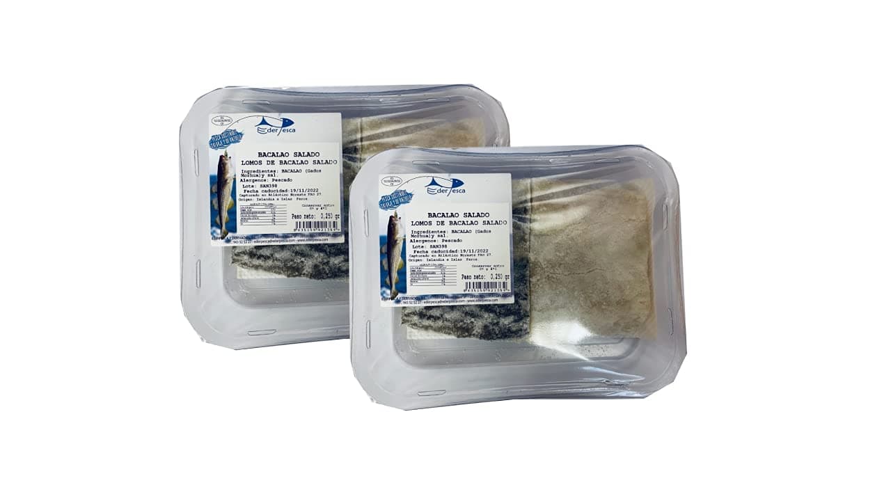 Bacalao SALTED COD LOIN FILLET BACALHAU Basque Country (Pack of 2 x 250g)