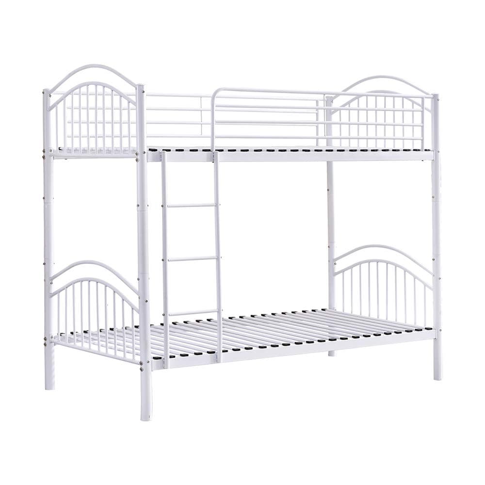 Single Bed Metal Bunk Bed Ladders and Safety Guardrail Single Sleeper Detachable DIY Assembly for Living Room Guest Bedroom Dorm Small Space Household (White)
