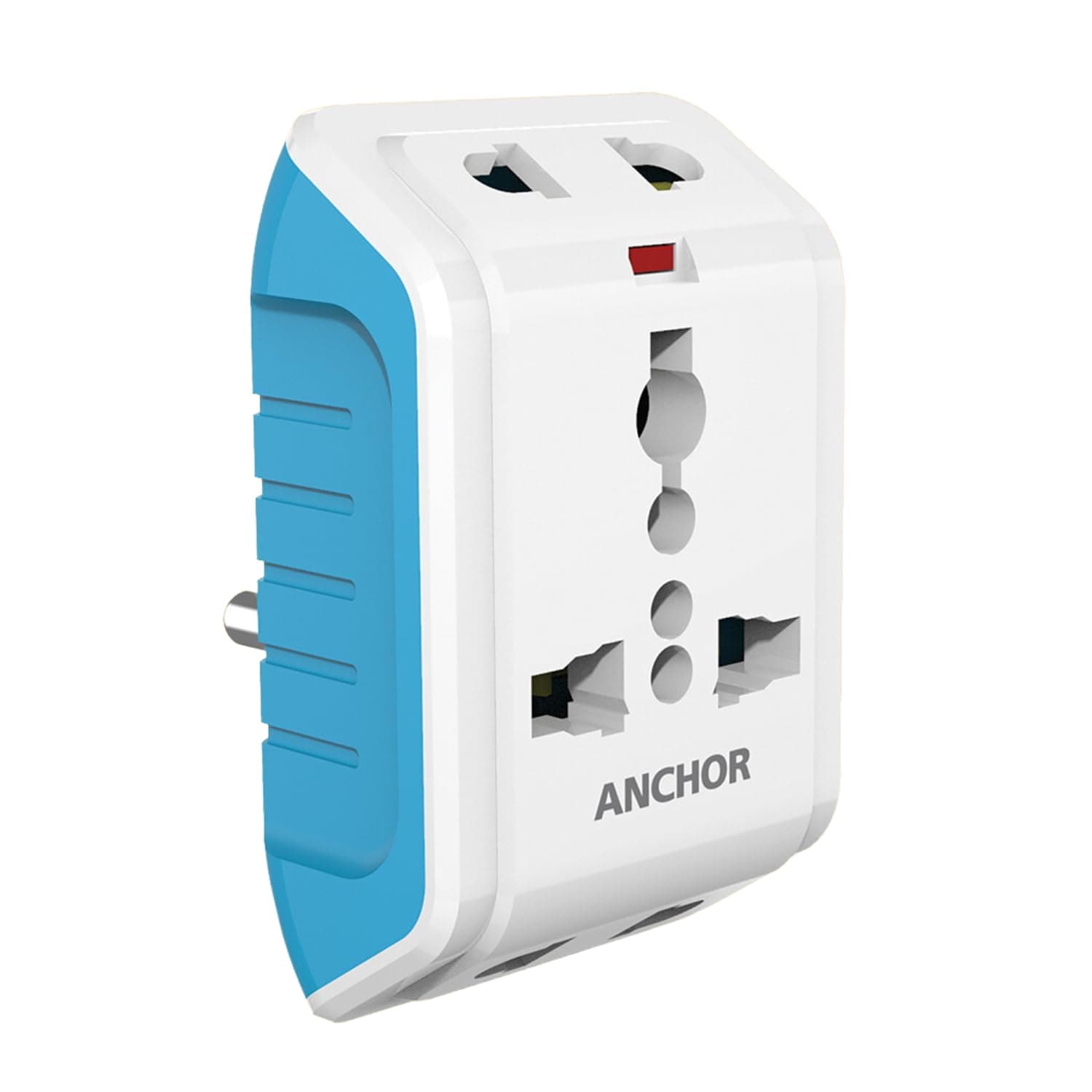 by Panasonic 22843 6A 3 Pin Multiplug Adaptor with Surge Protection (White & Blue)