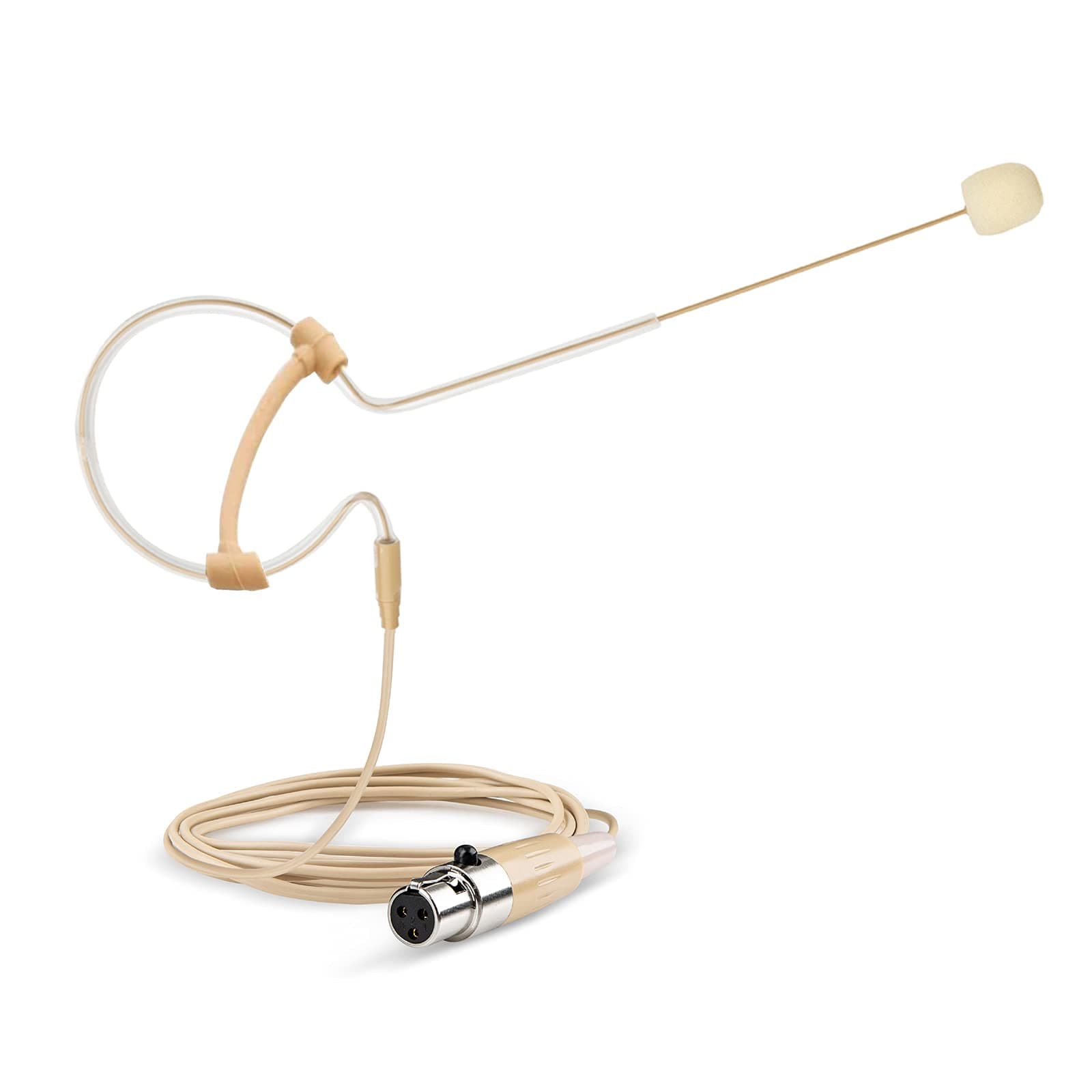 Headset Microphone Headworn Single Earset Over Ear Hanging Condenser Mic Compatible with AKG Wireless System Bodypack Transmitter, Ideal for Singing, Churches, Stage Performance – Beige