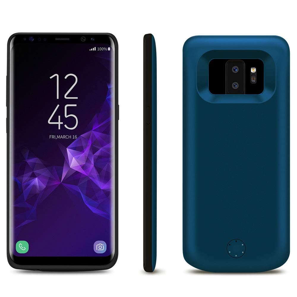 HQXHB Battery Case For Samsung Galaxy S9 Plus 6000mAh Portable Charger Case External Battery Pack Rechargeable Power Bank Case Backup Extended Battery Charging Case For Samsung Galaxy S9 Plus - Blue