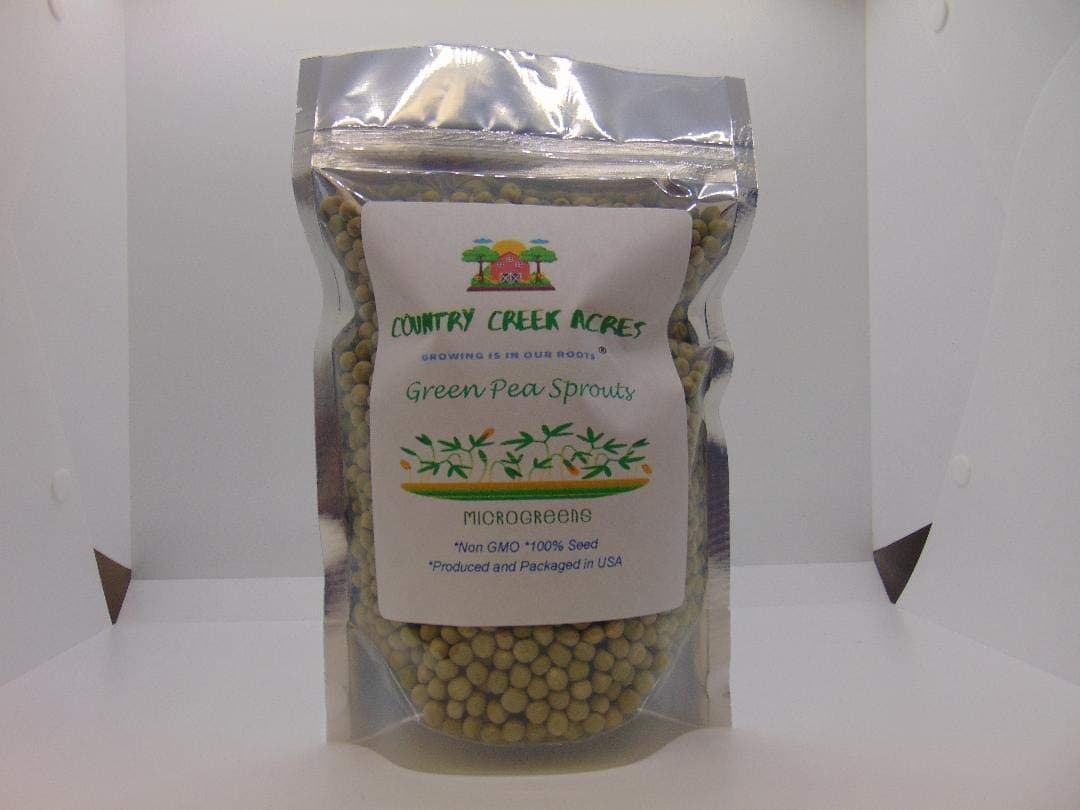 Green Pea Sprouting Seed, Non GMO - 1 Lb - Country Creek Brand - Green Peas for Sprouts, Garden Planting, Cooking, Soup, Emergency Food Storage, Vegetable Gardening, Juicing, Cover Crop