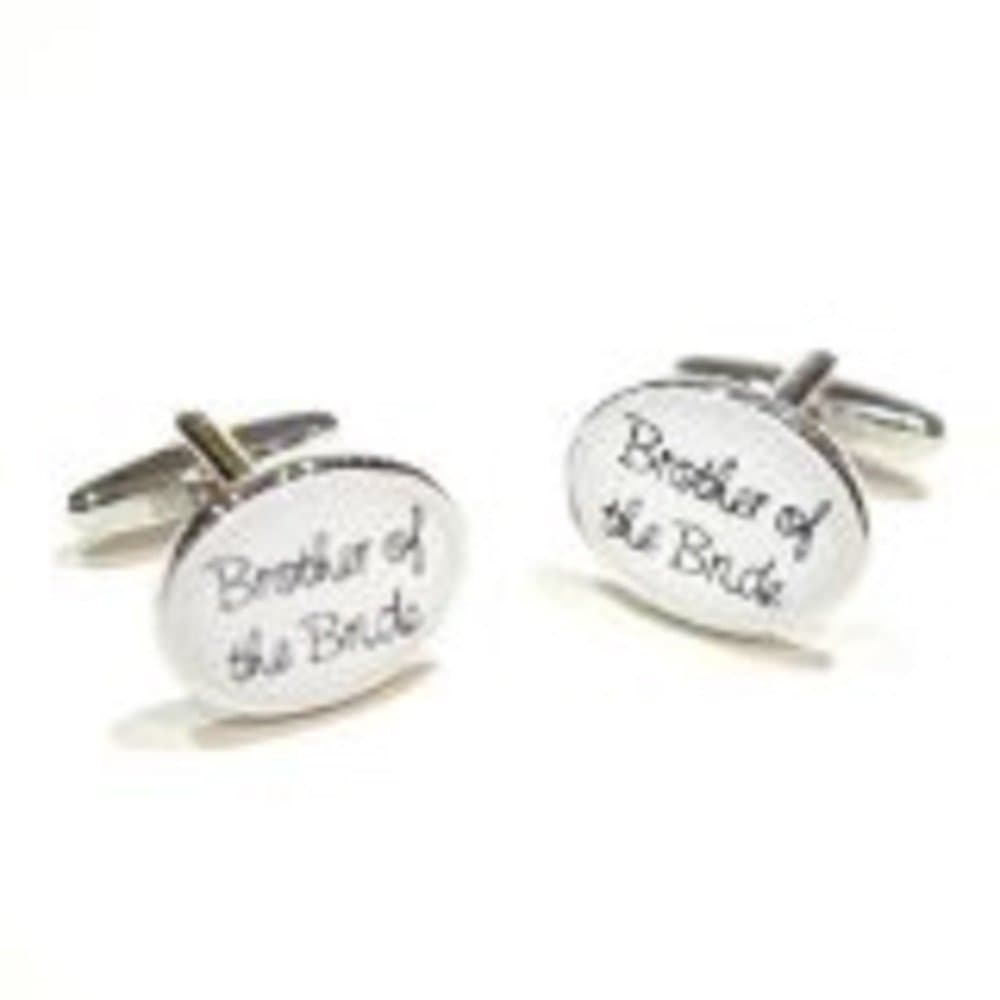 Gtr Men's Cufflinks White Oval Stylish Script Brother Of The Bride Wedding (X2Oswwc) One Size