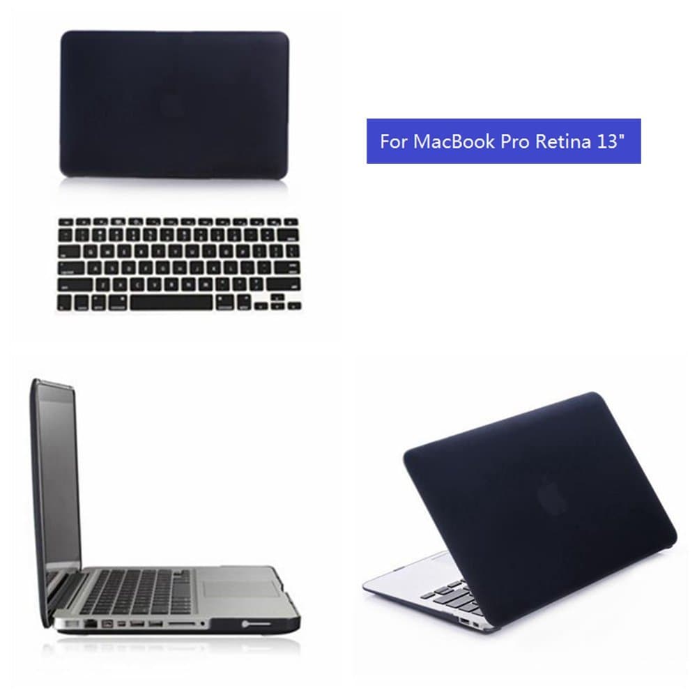 Mooso Frost Matte Surface Rubberized Hard Shell Case Cover with Silicone Skin Protective for Apple Macbook Pro Retina13"(apple Macbook Pro Retina13", Black)