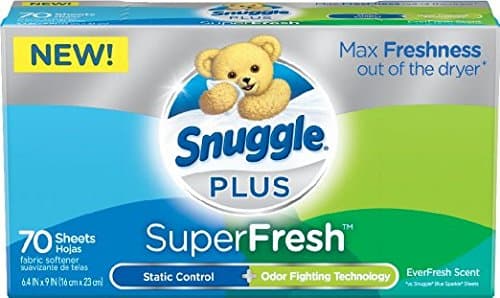 Snuggle Plus Super Fresh Fabric Softener Dryer Sheets with Odor Fighting Ingredients, 70 Count (Pack of 3)