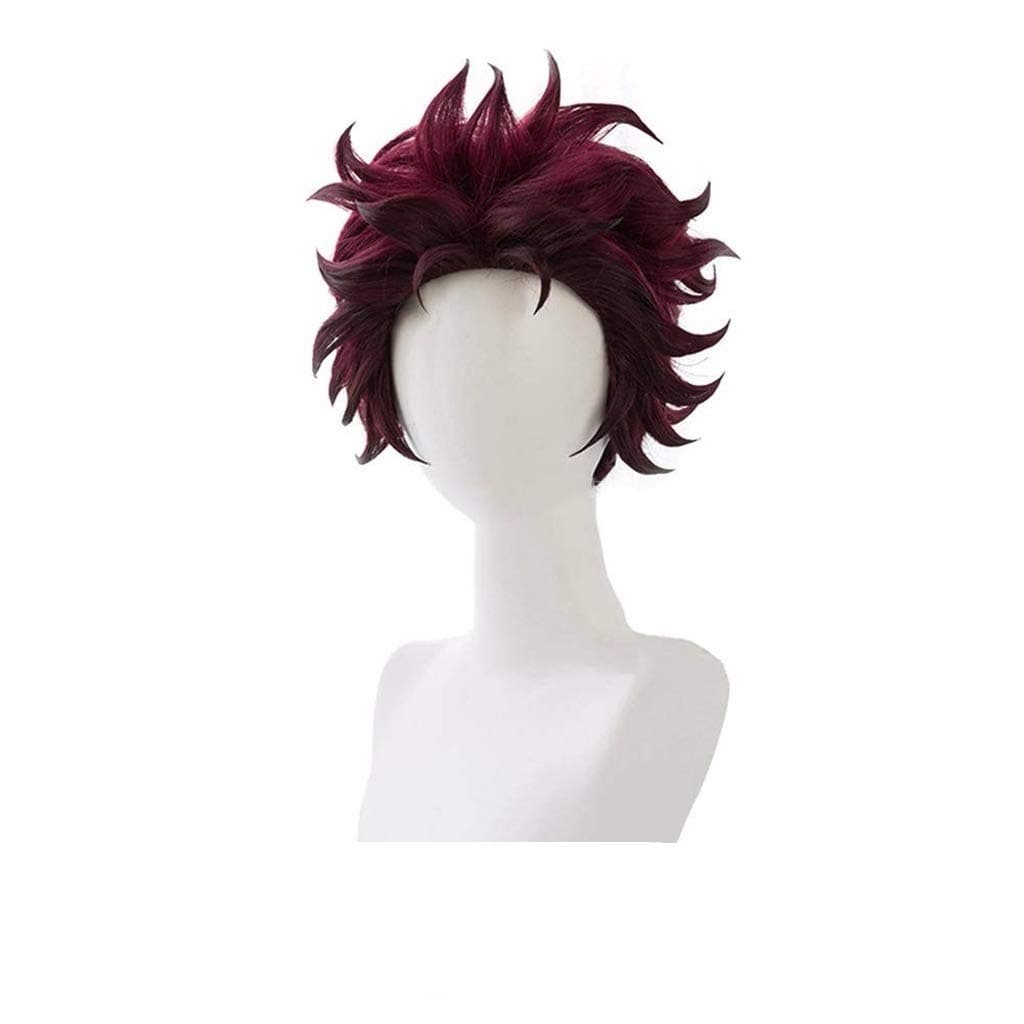 Anime Cosplay Wigs Short Layered Brown Wigs Synthetic Christmas Halloween Hair for Anime-Fans (Kamado Tanjirou)