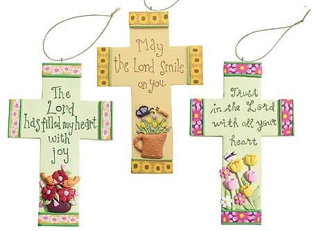 Garden Crosses Colorful Set of 3 Wall Song Ornaments