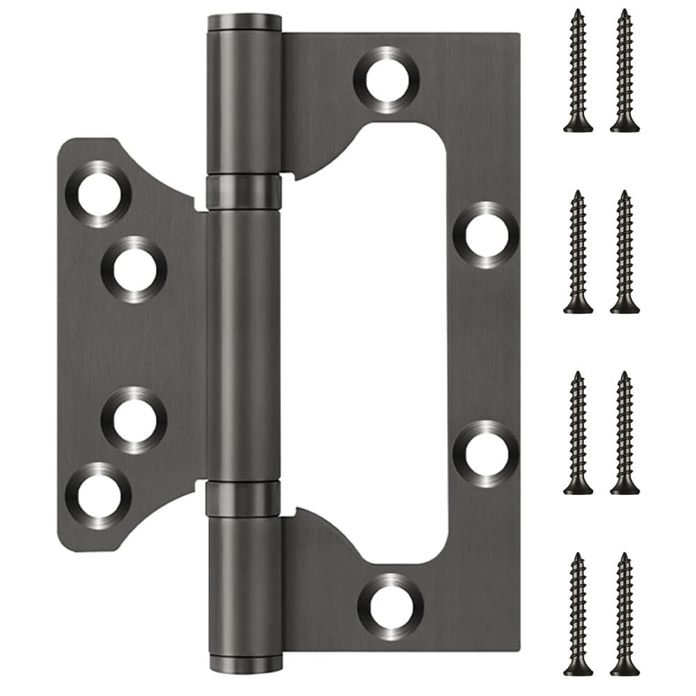 12 Pack Non-Mortise Matte Grey Door Hinges 4 x 3 Inch Stainless Steel Bearing Mute Smooth Interior Door Hinge with Hinge Mounting Screws