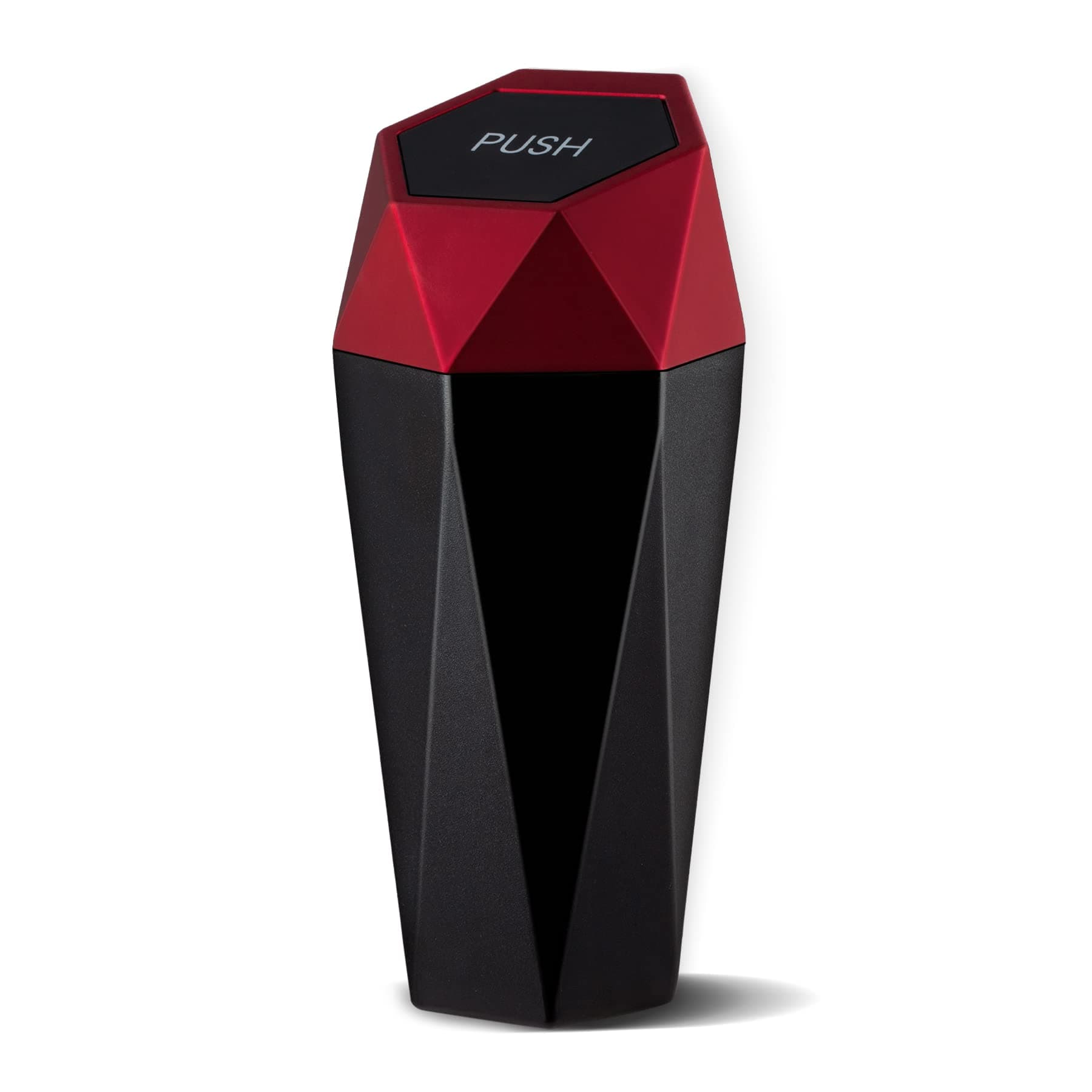 JUSTTOPCar Trash Can with Lid, Diamond Design Small Automatic Portable Trash Can, Easy to Clean, Used in Car Home Office (Red)