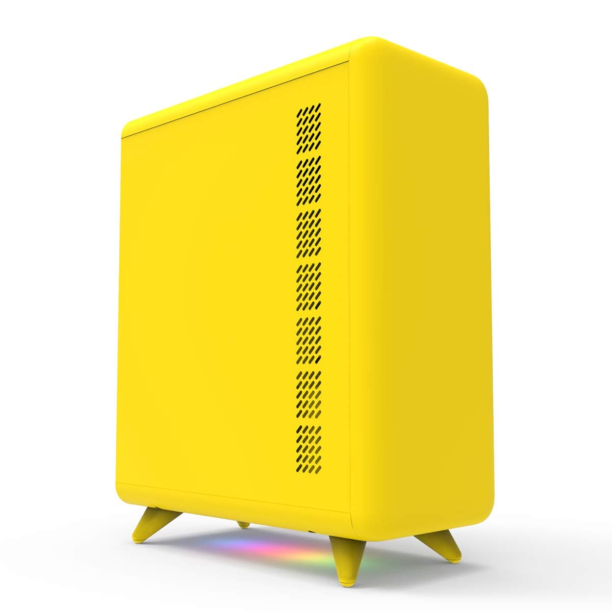 GOLDEN FIELD Q3056-Y Mini ITX PC Case Small Size Yellow Computer Cases with Bottom ARGB Lighting Strip(Yellow)