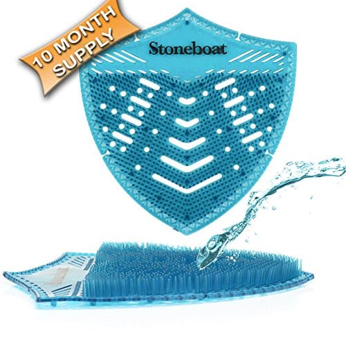 Urinal Screen and Deodorizer (10 Pack) | Anti-Splash Urinal Screens | 30 Day Scent | Antimicrobial Mat| Max Coverage in More Urinal Brands