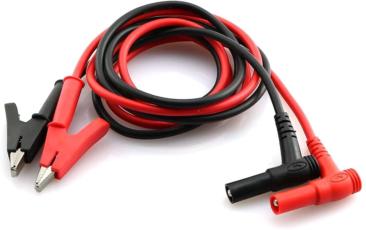 2pcs/Set 4mm L Type Banana Male Plug to Alligator Clip Pure Copper Test Cable Multimeter Testing Probe 1m (Black + Red) (2) (Black)