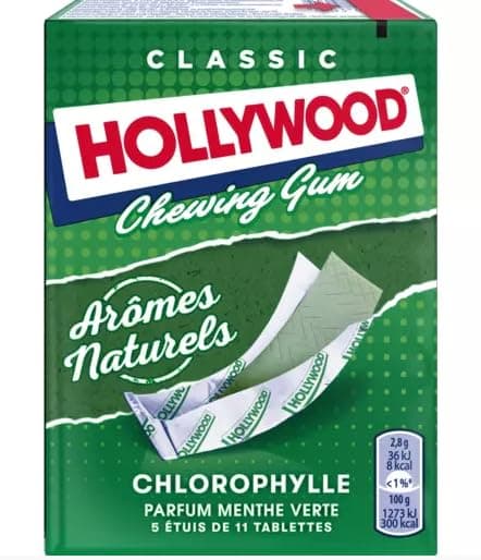 Hollywood mint chewing gum x55 tablettes 155g - Pack of 3