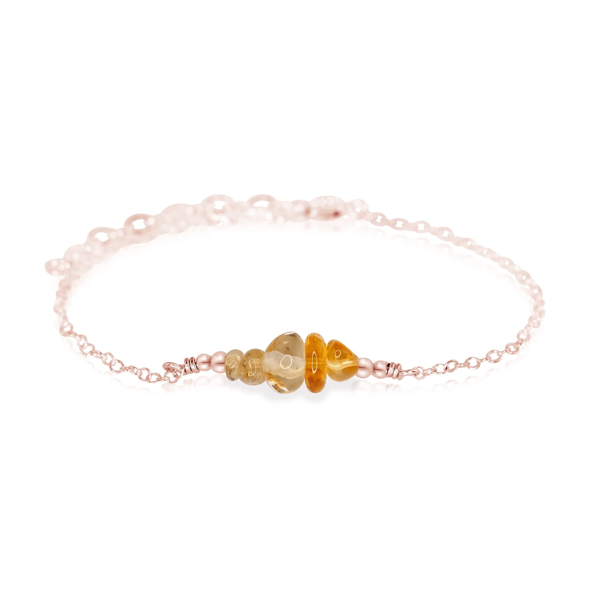 Luna Tide Citrine Chip Bead Bar Bracelet in 14k Rose Gold Fill
