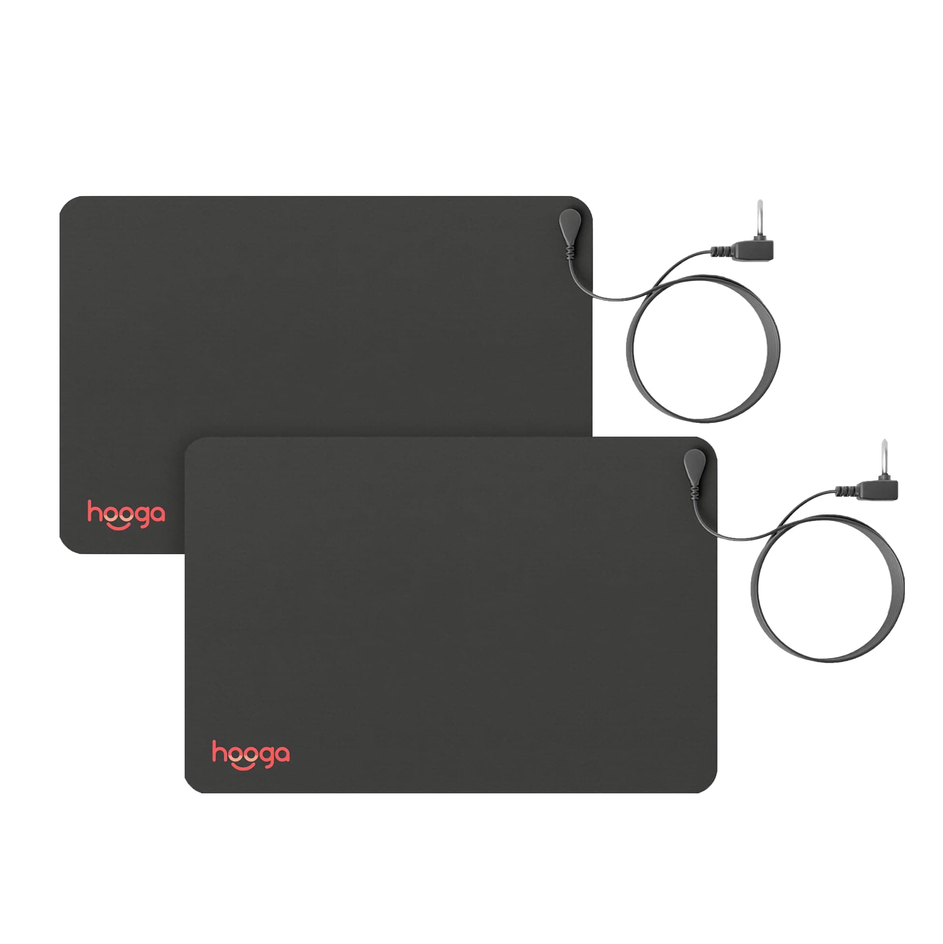 Hooga Grounding Mat 2 Pack for Sleep, Energy, Pain Relief, Inflammation, Balance, Wellness. Earth Connected Therapy. Indoor Grounding at Home, Office, Work. 15 Foot Cord Included. Conductive Carbon