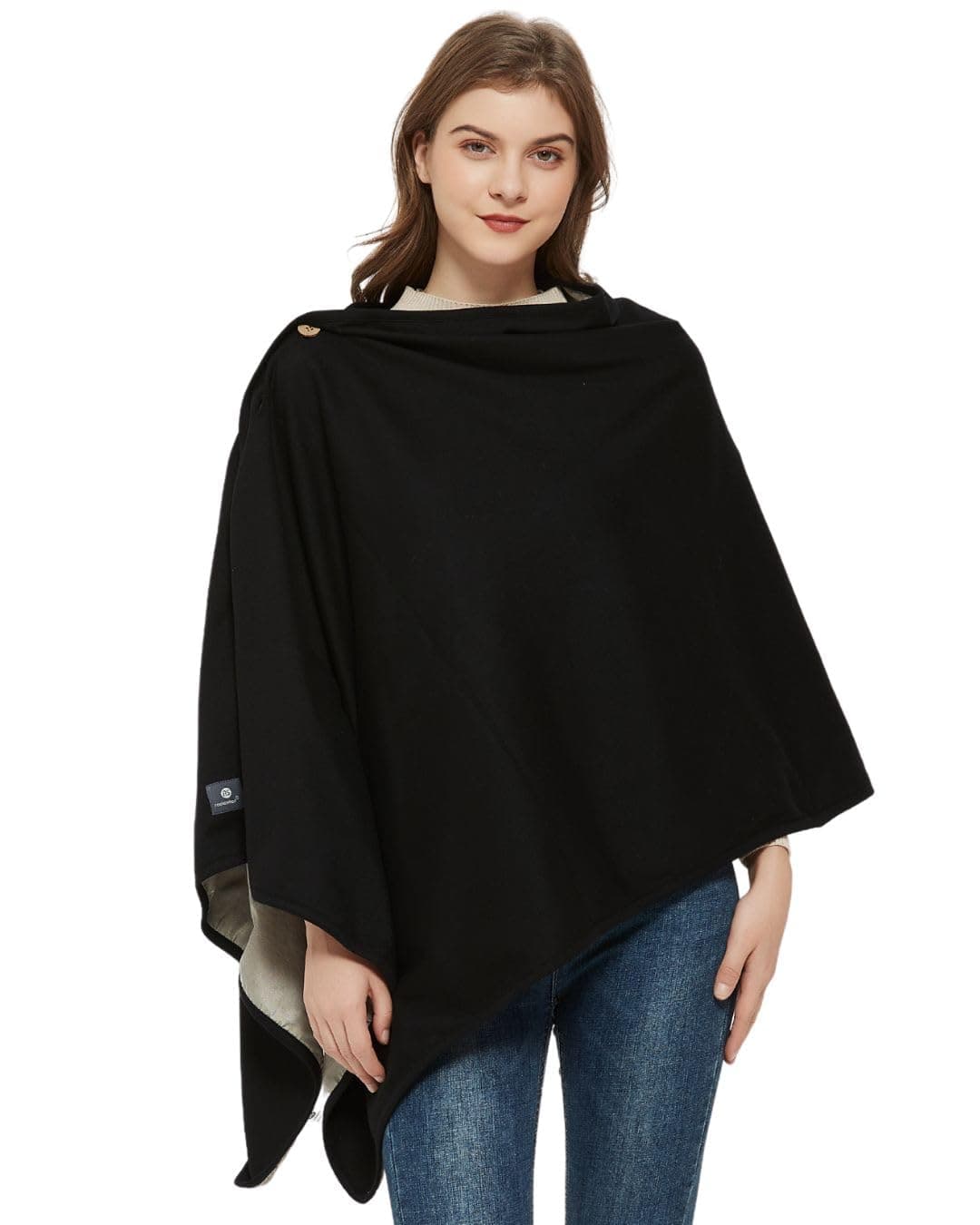 Radia Smart EMF Poncho Blanket, 5G, Wearable Faraday Blanket, RF Shielding, WiFi Blocker, EMF Clothing 28" x 72", Black/Grey
