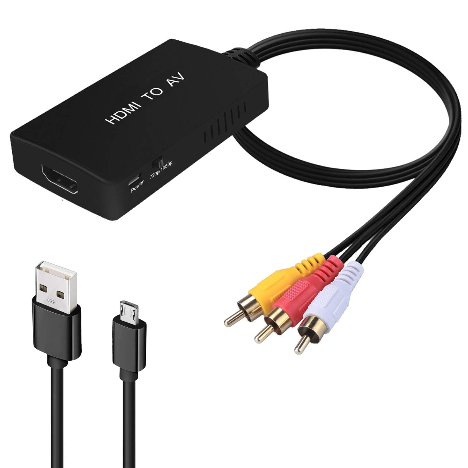 HDMI to RCA Converter, HDMI to AV for Apple TV, Roku, Fire Stick - Black