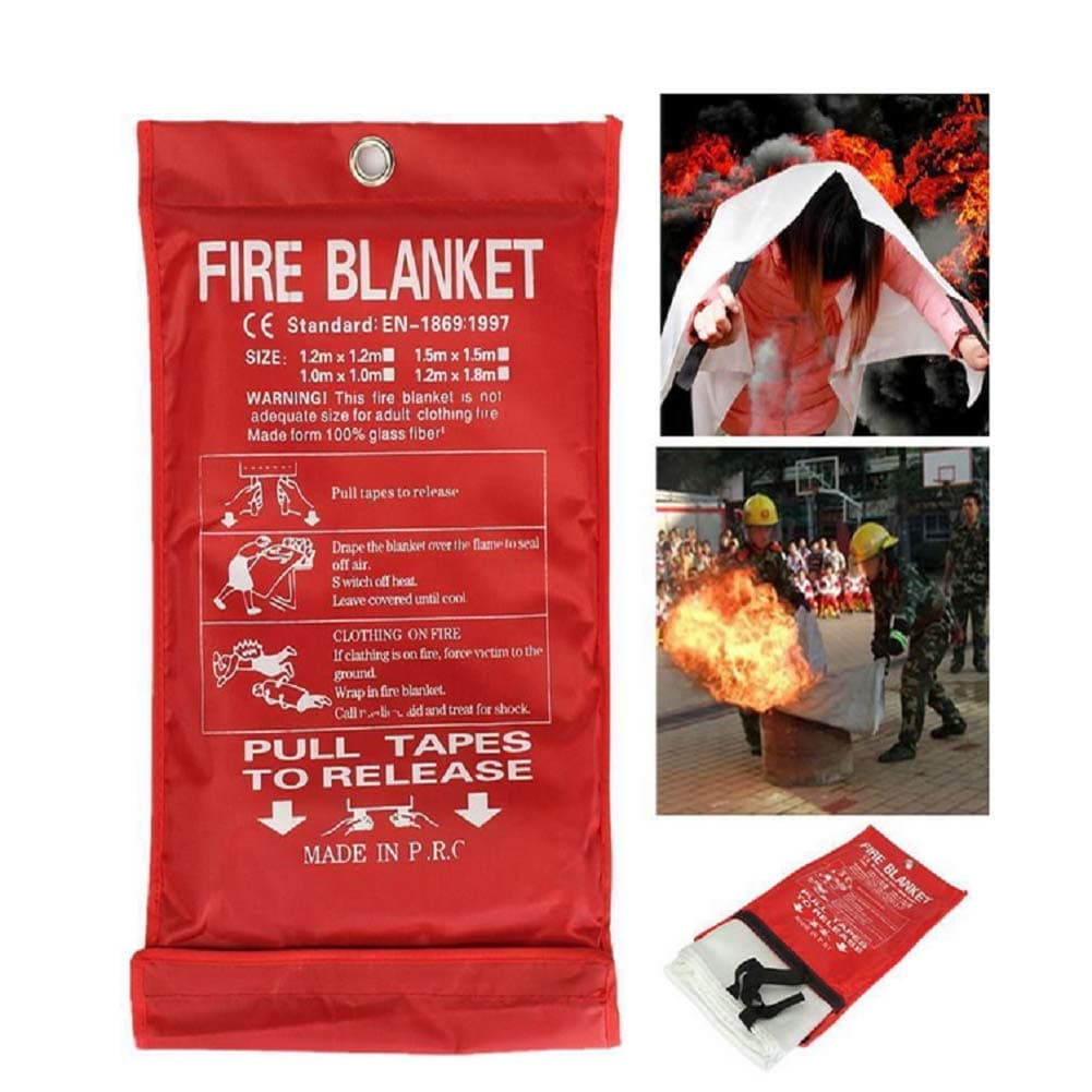 Fire Blanket, Fiberglass Fire Shelter for Emergency Survival, Flame Retardant Protection Heat Insulation Safety Cover Ideal for Kitchen, Fireplace, Grill, Car, Camping (39.3''39.3'')