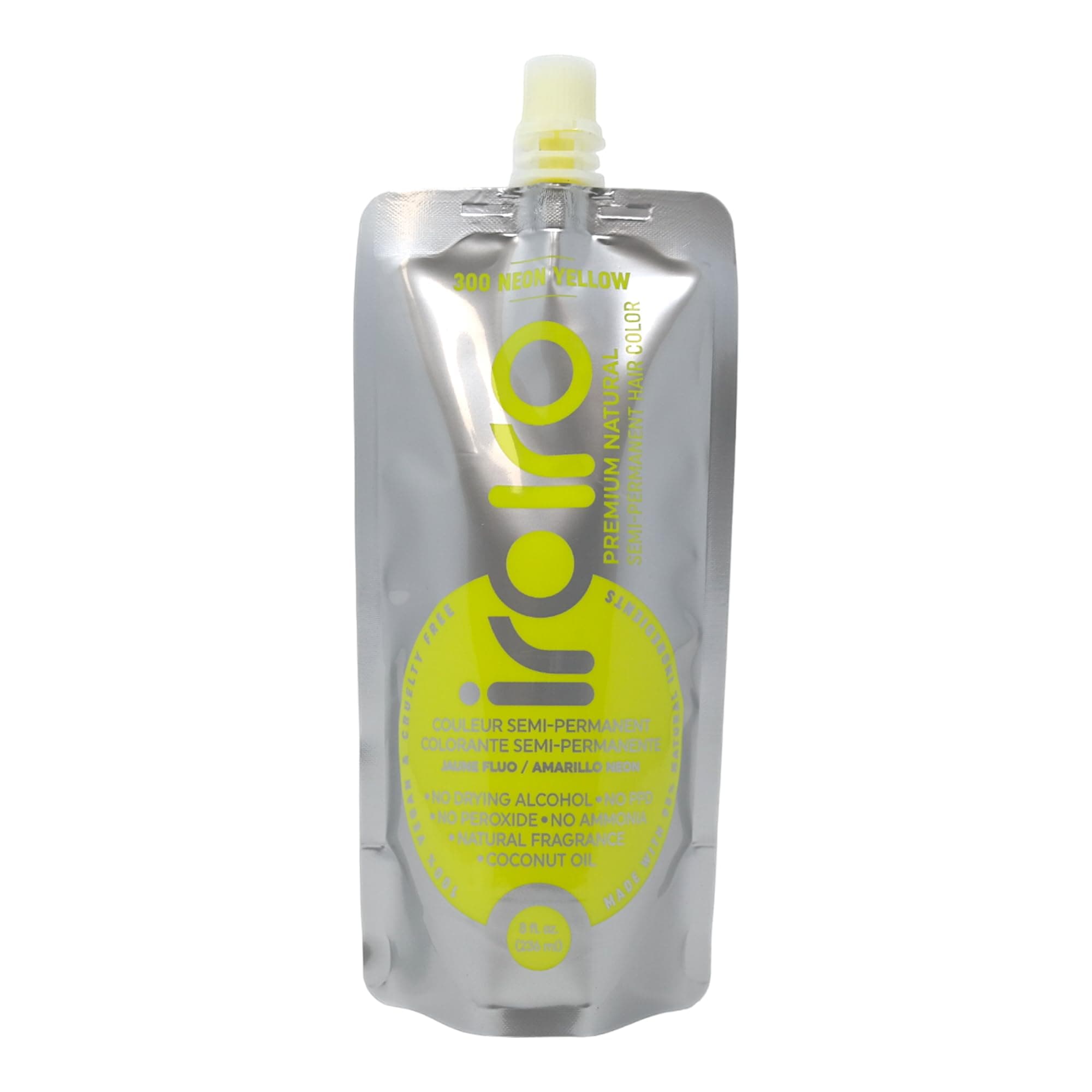 Iroiro (8 oz / 236 ml) - Premium Natural Semi-Permanent Hair Colour 300 Neon Yellow (240ml)