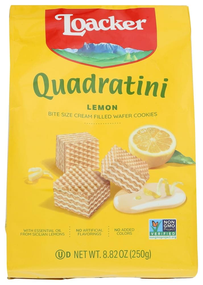 Loacker Wafer Cookie - Quadratini - Lemon Creme - 8.82 Oz - Case Of 8
