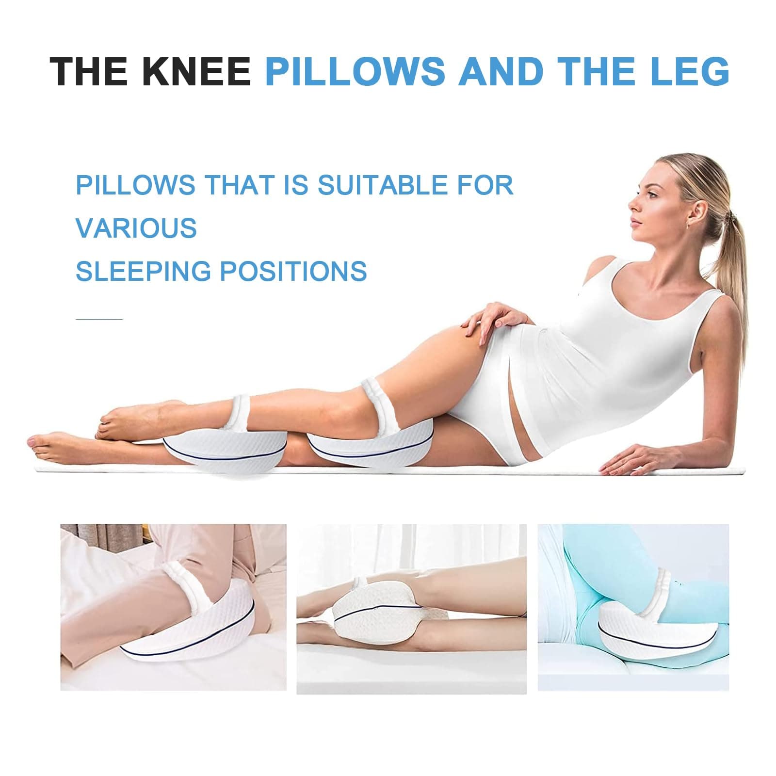 Leg Pillow, Additional Give Away Value $11 Spare Pillowcase, Knee Pillow for Side Sleepers, Leg Pillows for Sleeping,Knee Cushion for Sleeping,Suitable for Relieving Leg, Back, Knee Pain…