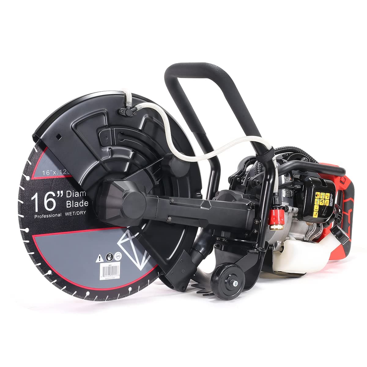 XtremepowerUS 16" Concrete Saw Gas Powered Cut-Off Saw With 52cc 2-Stroke Engine, 5" Cut Depth, Guide Roller With Blade