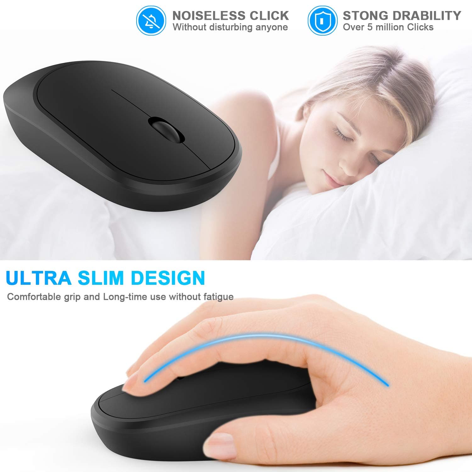 Wireless Number Pad and Mouse Combo, Acedada Portable Ultra Slim 2.4 GHz USB Wireless Numeric Keypad and Mouse Set for Laptop, Notebook, Desktop, PC Computer - Black