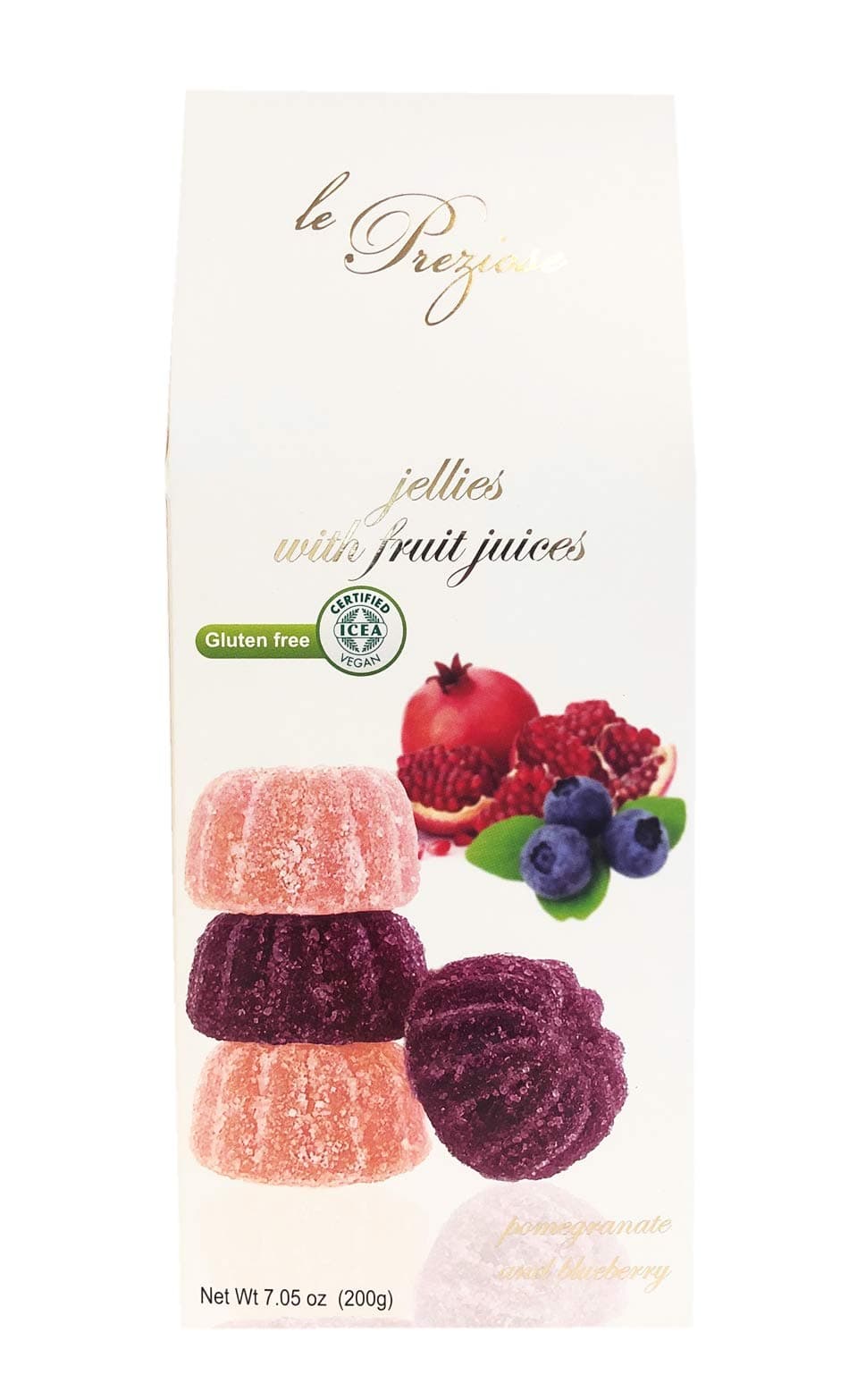 Le Preziose Italian Fruit Jelly Sweets with Fruit Juice 7.9oz (Pomegranate & Blueberry)