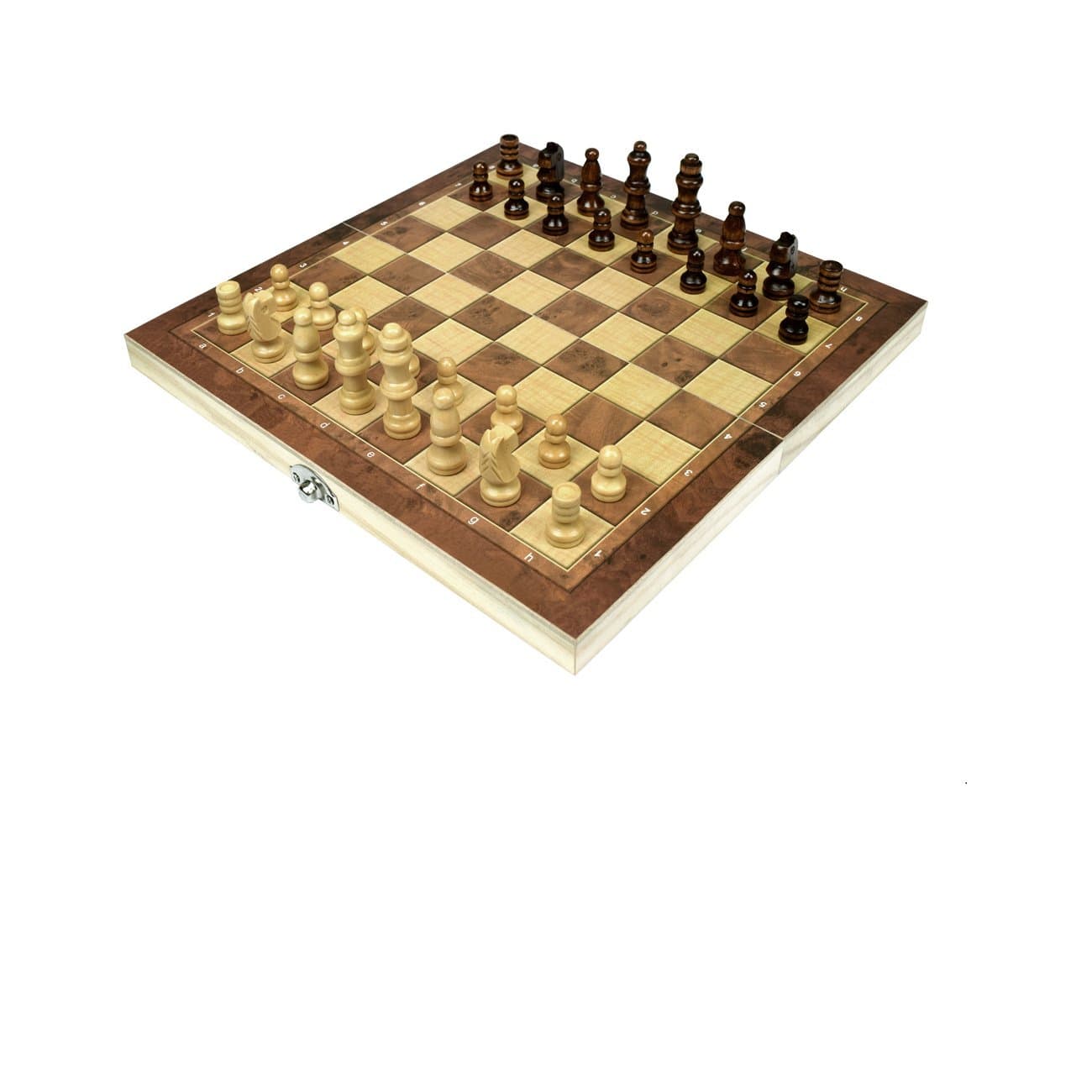 Wooden Chess Set for Kids and Adults, Portable Chess and Checkers Set with Folding Interior Storage Pocket Checkers Game Board and Travel Chess Board (10" x 10" x 1.5")