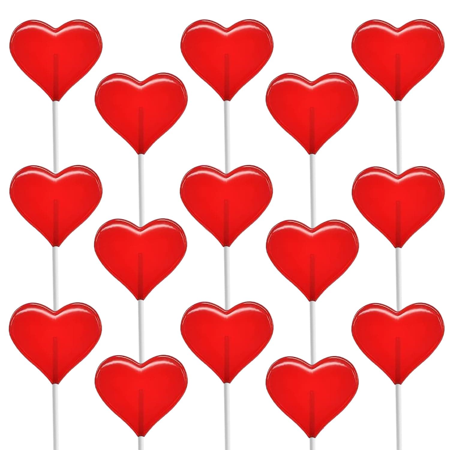 Valentine's Heart Lollipops Candy, Red Heart Shaped Hard Candy Lollipop Suckers, Individually Wrapped, 12g Lollipop (Half-Pound)