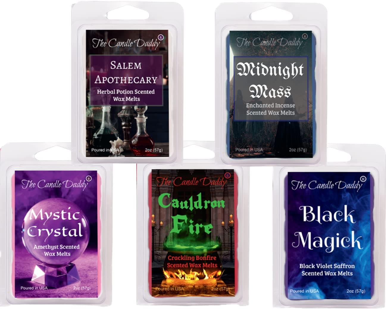 Salem Book of Smells Halloween 5 Pack - 5 Amazing Witchy Wax Melts - 30 Total Cubes - 10 Total Ounces