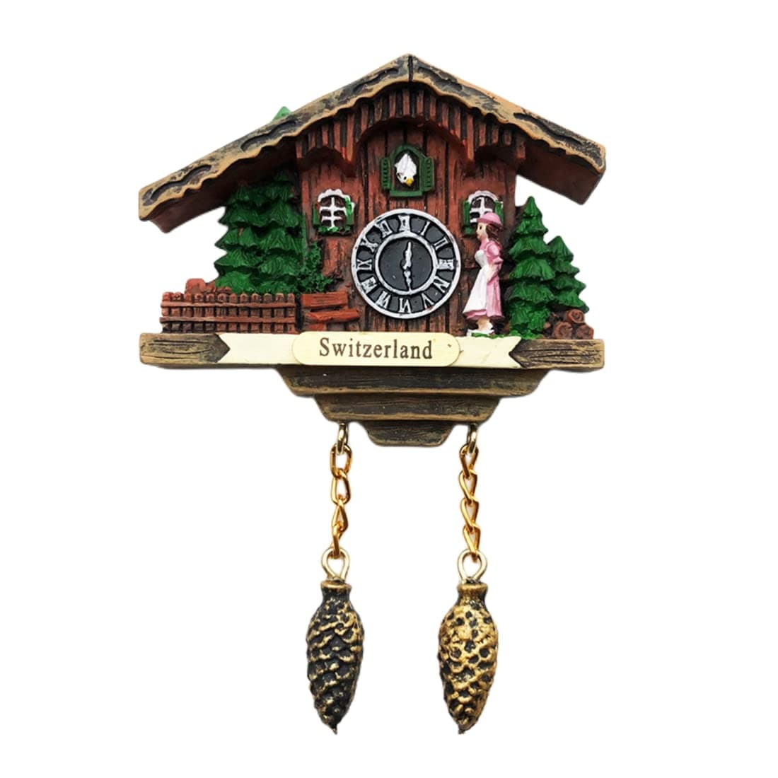 Switzerland 3D Cuckoo Clock Fridge Magnet Souvenir Gift,Resin Handmade Switzerland Refrigerator Magnet Home & Kitchen Decoration Collection