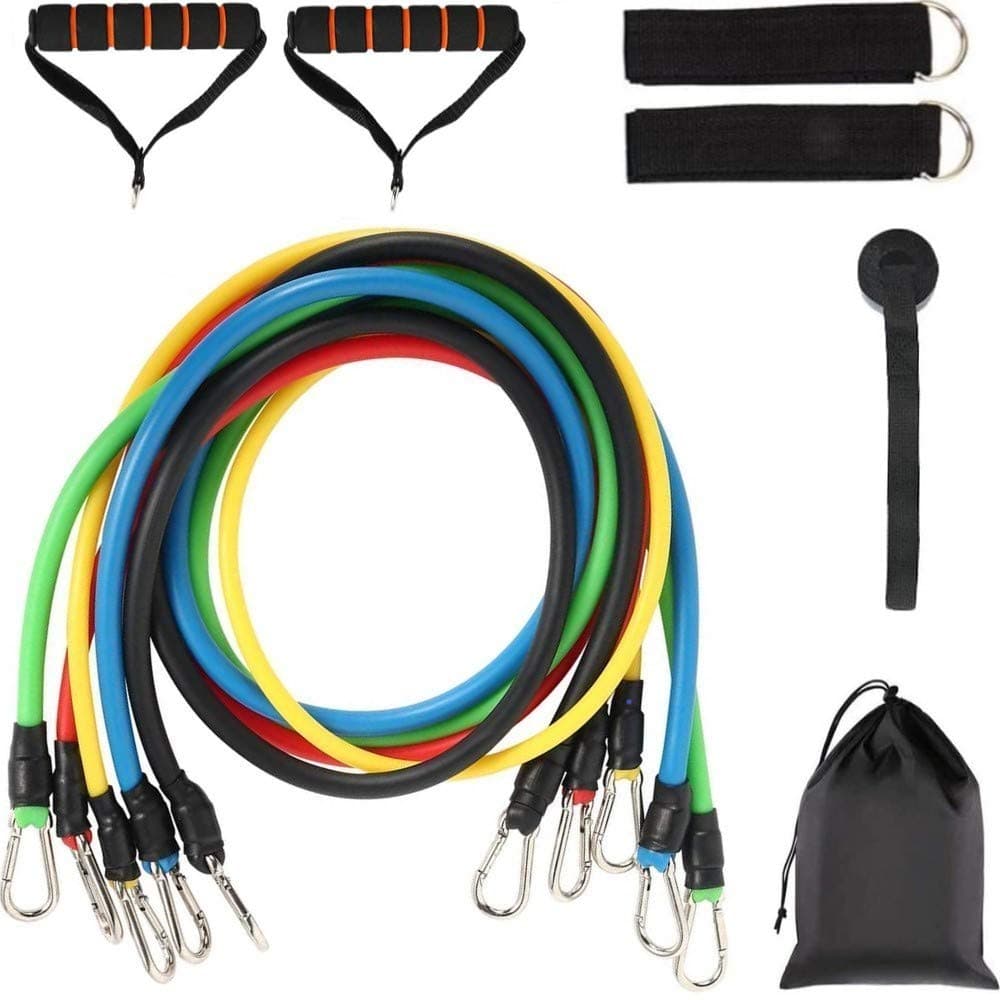 Highill Exercise Resistance Bands Set Fitness Stretch Workout Bands 11PC with Fitness Tubes, Foam Handles, Ankle Straps, Door Anchor for Home Gym Fitness,for Men Women…