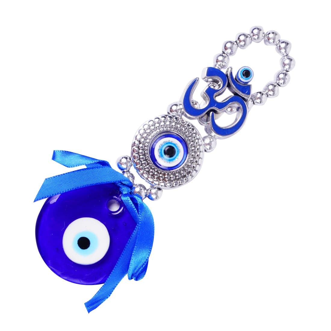 Evil Eye OM Design Blue Pendant Decoration | Lucky Hanging Ornament Amulet for Car, Home and Office | Protection and Blessing Nazar Battu (1 OM)