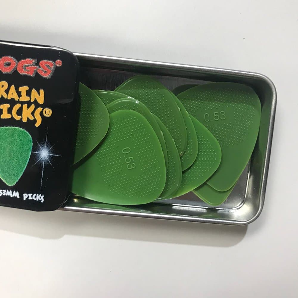 Brain Guitar Picks and Tin Box 1 Dozen .53 mm
