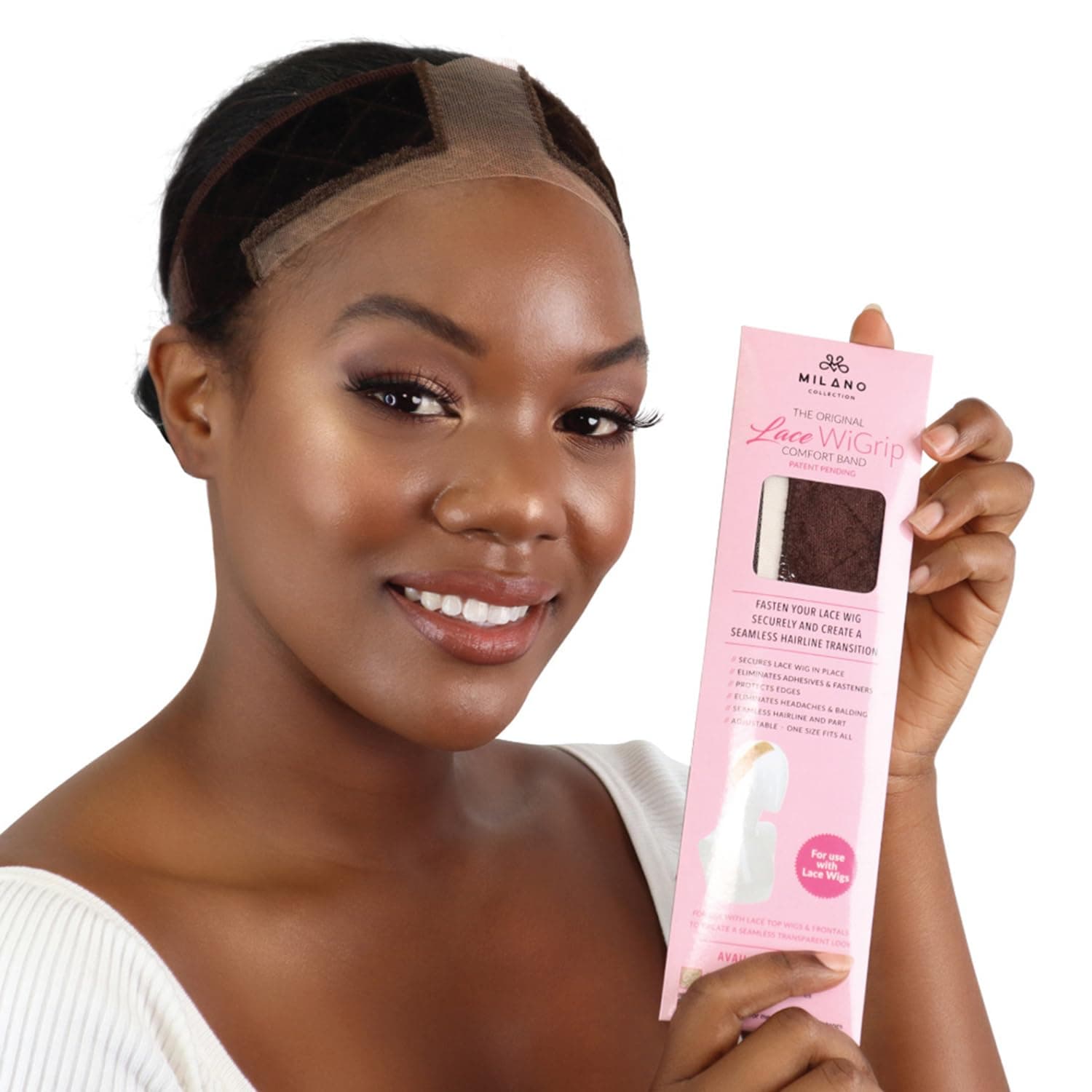 Milano Original Lace WiGrip Comfort Band, Velvet Wig Grip Band, Adjustable Non-Slip Headband for Wigs, Ideal for Hair Loss, Cosplay, Chemotherapy Patients, Fits Any Head Size, Chocolate Brown