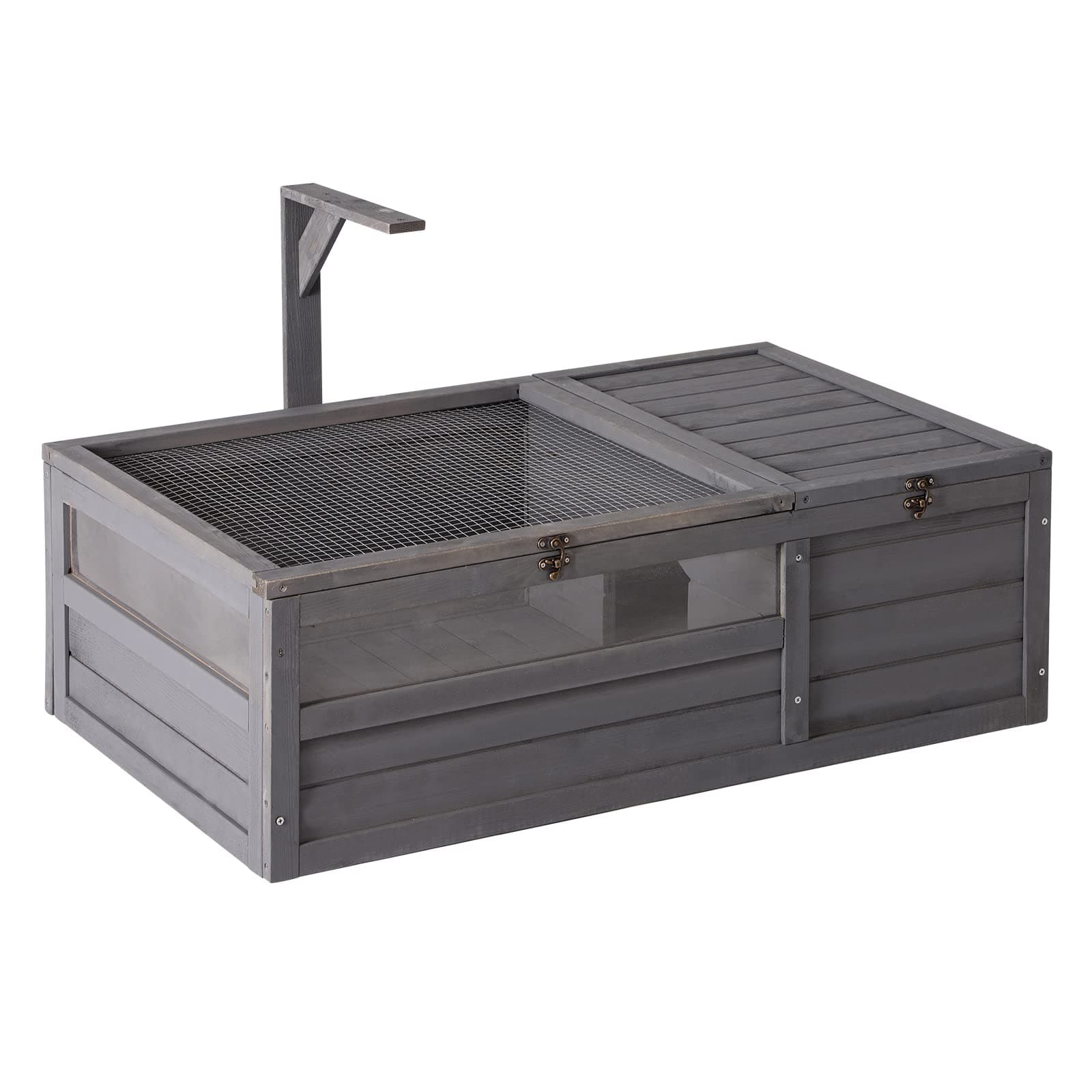 Wooden Tortoise House Large Tortoise, Indoor Tortoises Enclosure for Small Animals, Habitat Outdoor Reptile Cage - Upgrade Version (Grey)