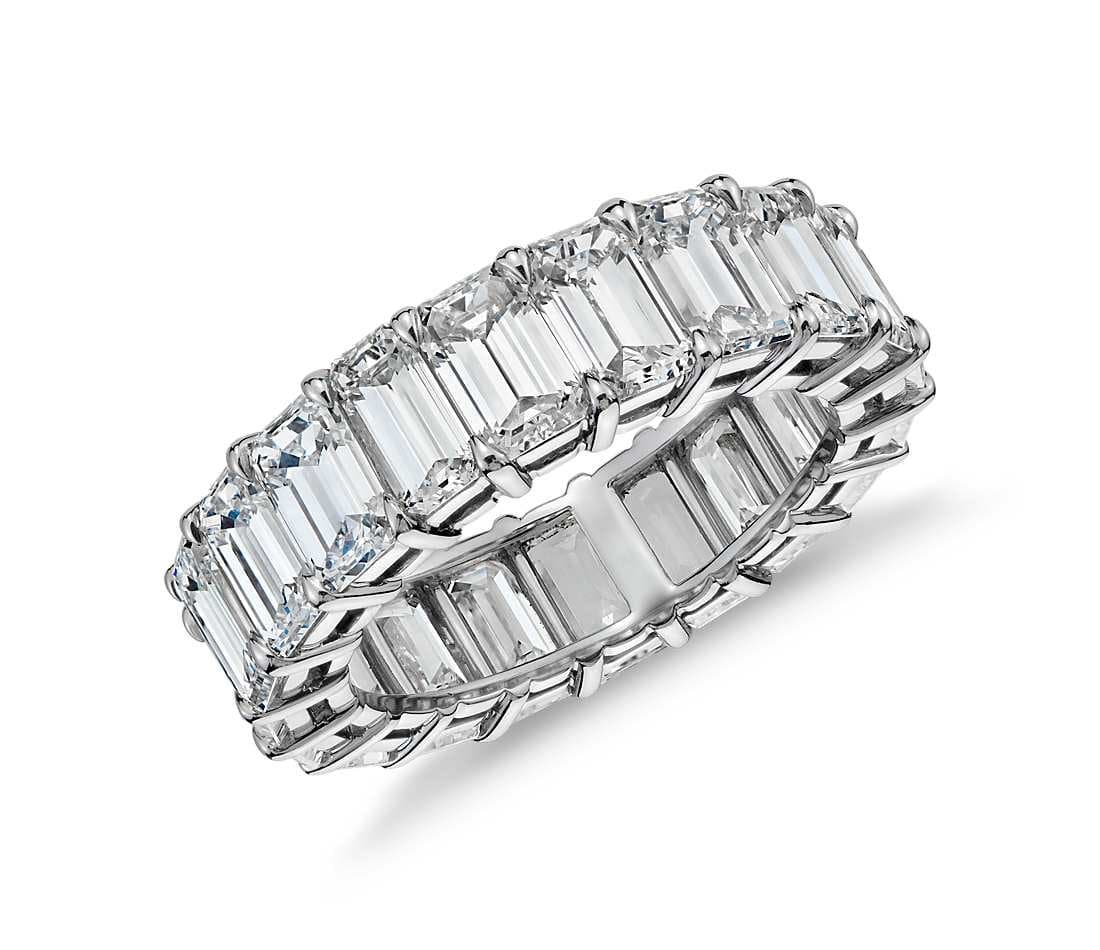 Women's 3x5 Emerald Design Cubic Zirconia Eternity Wedding Band