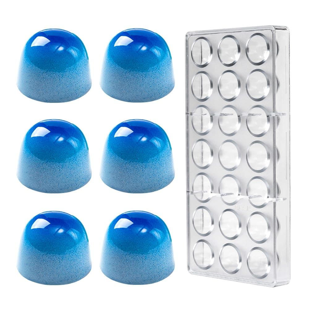 Polycarbonate Bullet Shape Chocolate Mold - 21 Cavity (12g Each) - for Bonbons, Candy, Baking - Pastry Tool
