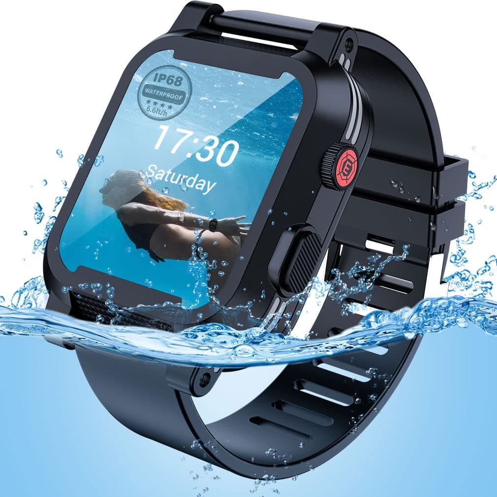 Waterproof Case for Apple Watch Series 3 & 2 38mm, IP68 Waterproof Shockproof Impact Resistant Rugged Protective Case with Built-in Screen Protector, Premium Soft Strap Bands