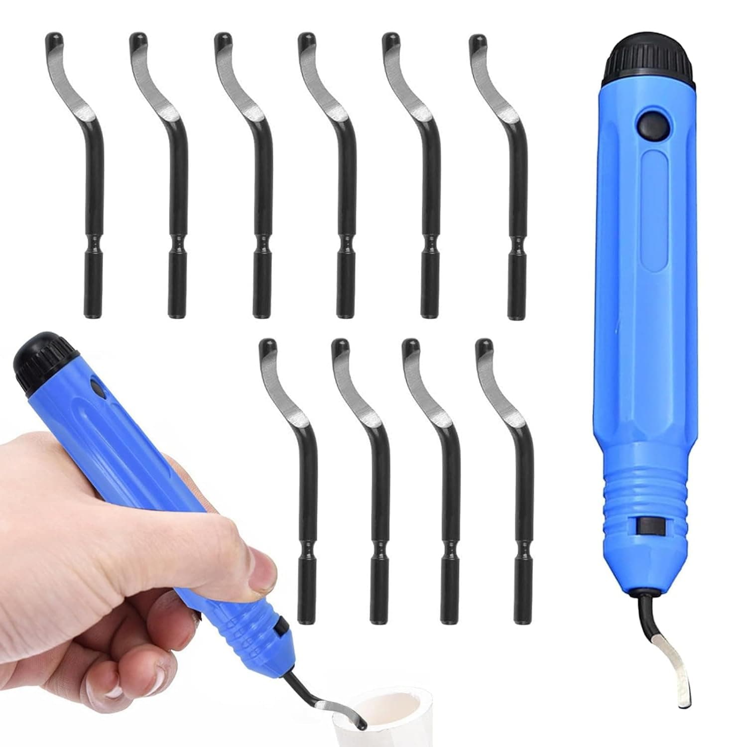 11Pcs Premium Deburring Tool Kit - Durable Hand Reamer Set for Metal, Plastic & Wood, Wear-Resistant Design with Ergonomic Handle for Precision Finishing & Smoothing