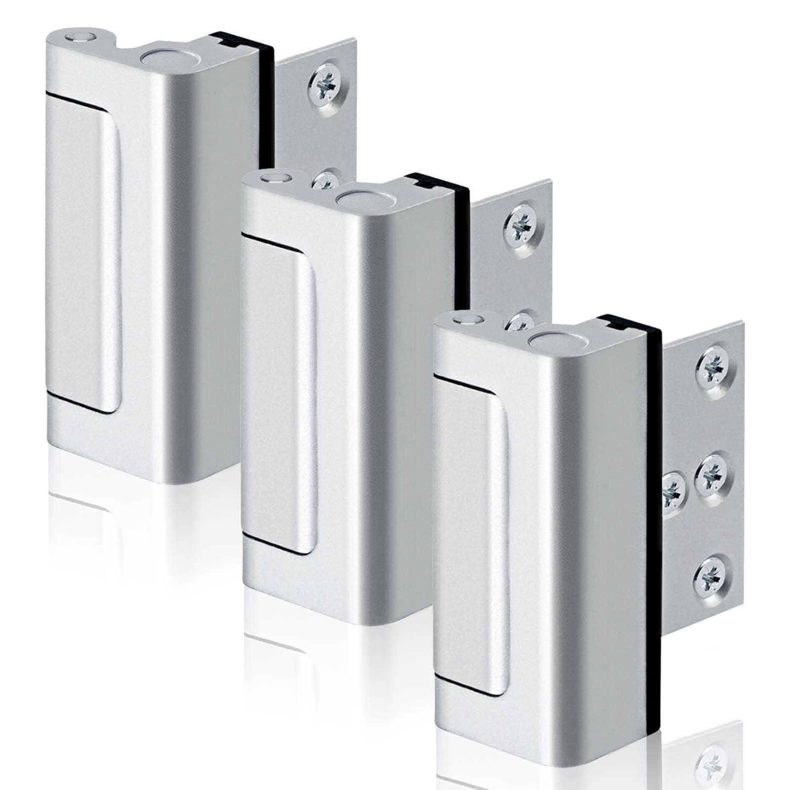 3PACK Home Security Door Reinforcement Lock Childproof, Add High Security to Home Prevent Unauthorized Entry, Aluminum Construction Finish, Frame Lock, Silver