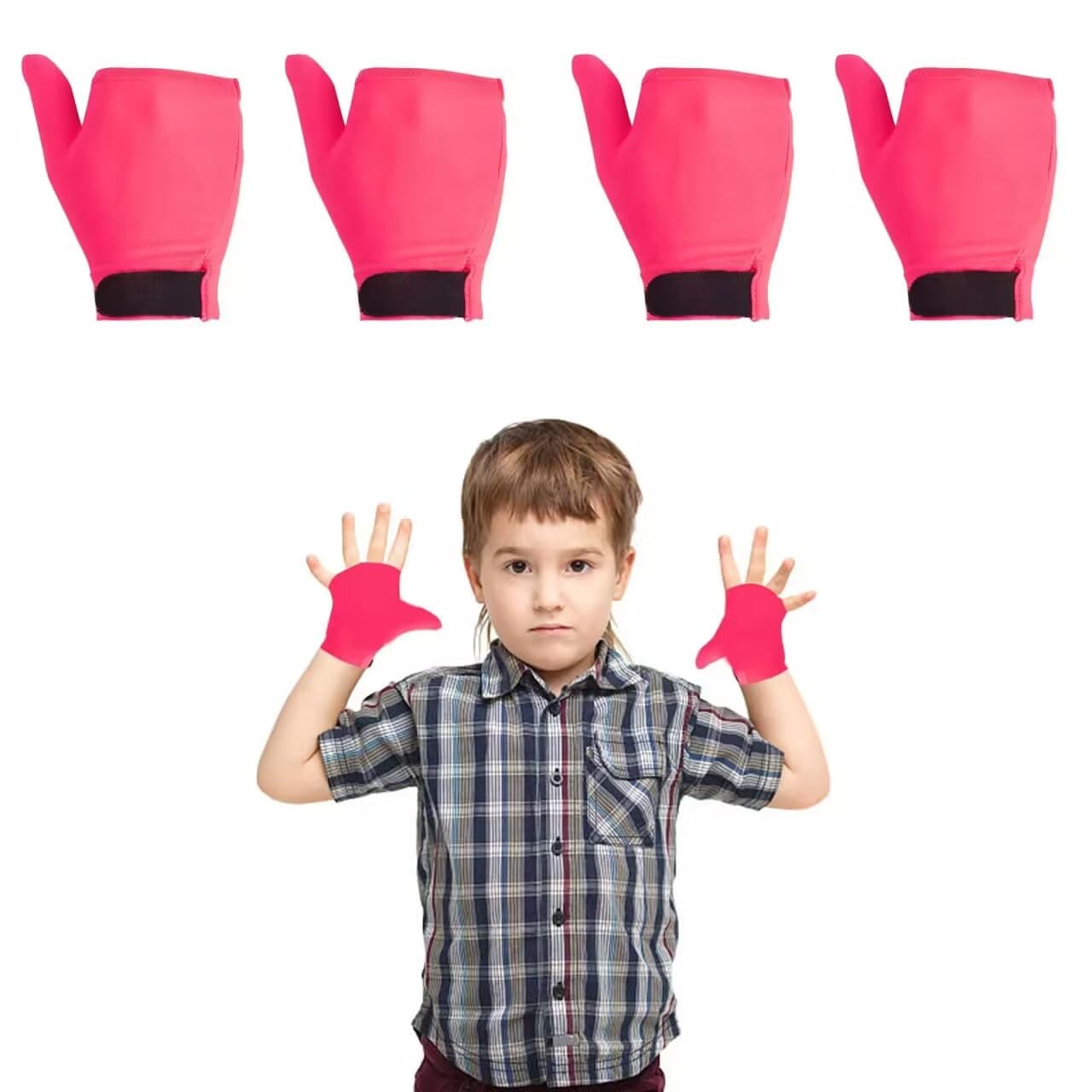 4pcs Thumb Guard Kids Anti-Sucking Glove Chewy Compression Thumb Guard for Ages 5-12